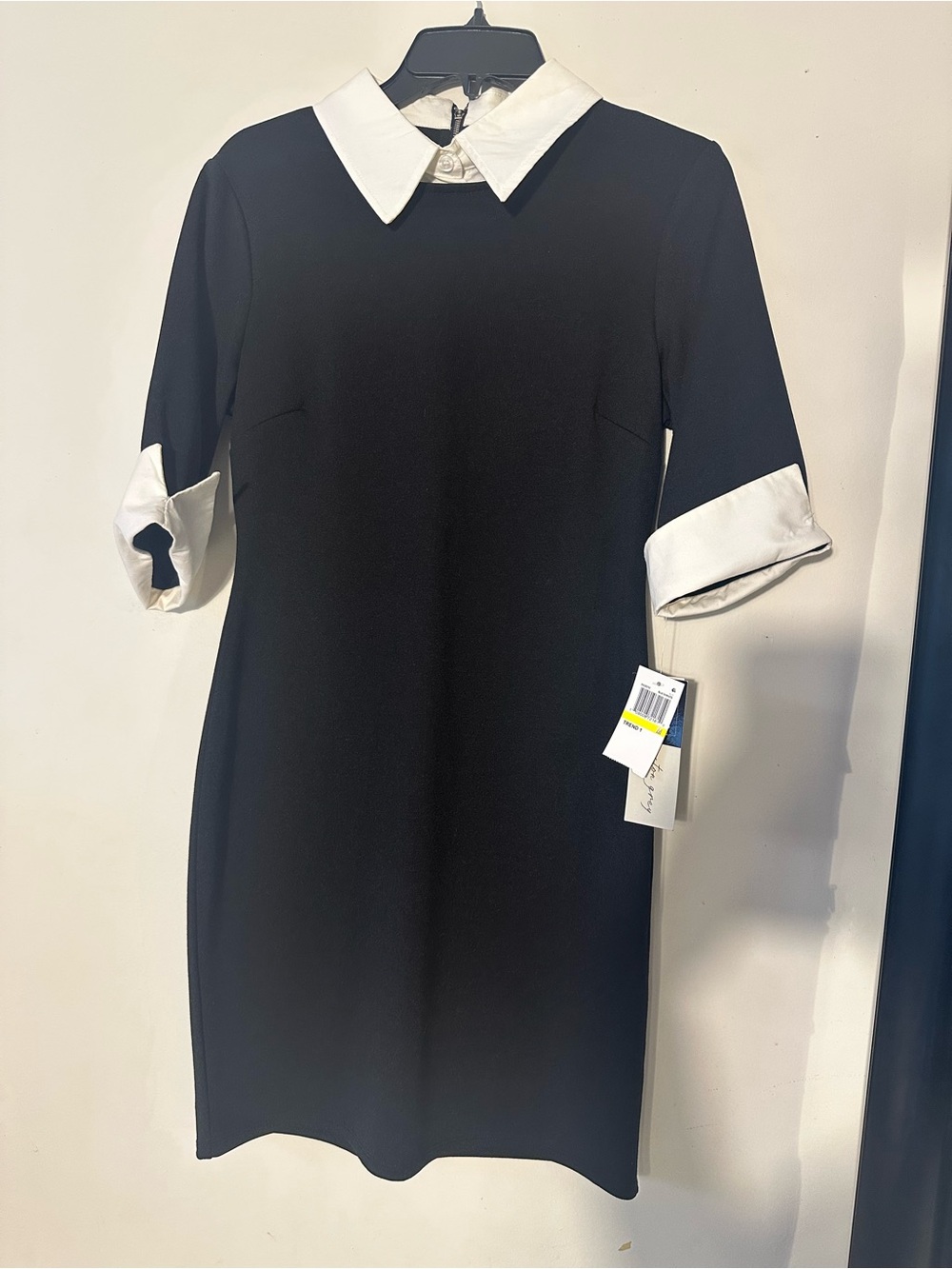 Kingston Black Midi Dress with White Collar and Cuffs